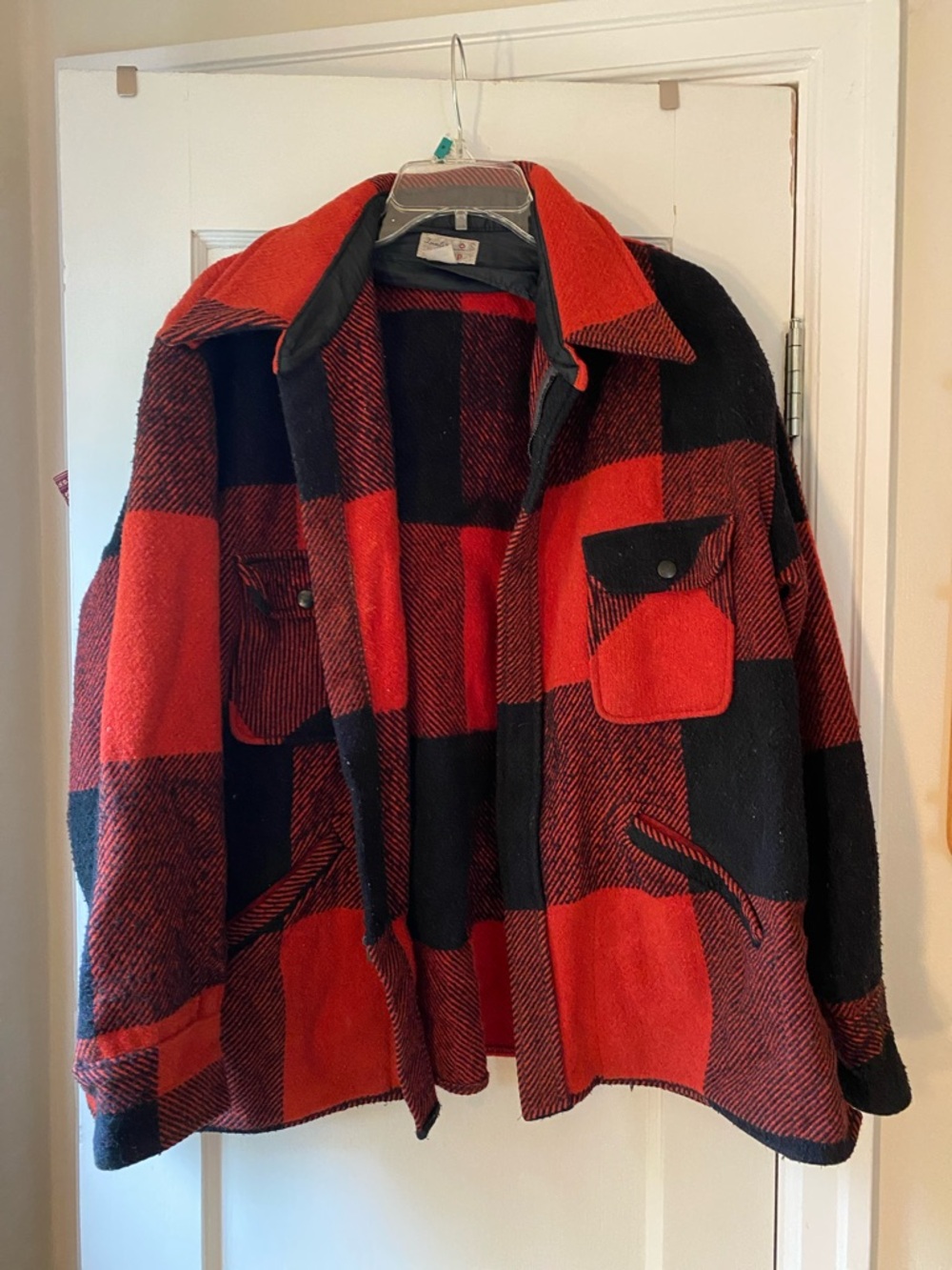 Red and Black Buffalo Plaid Wool Jacket Vintage Knapp